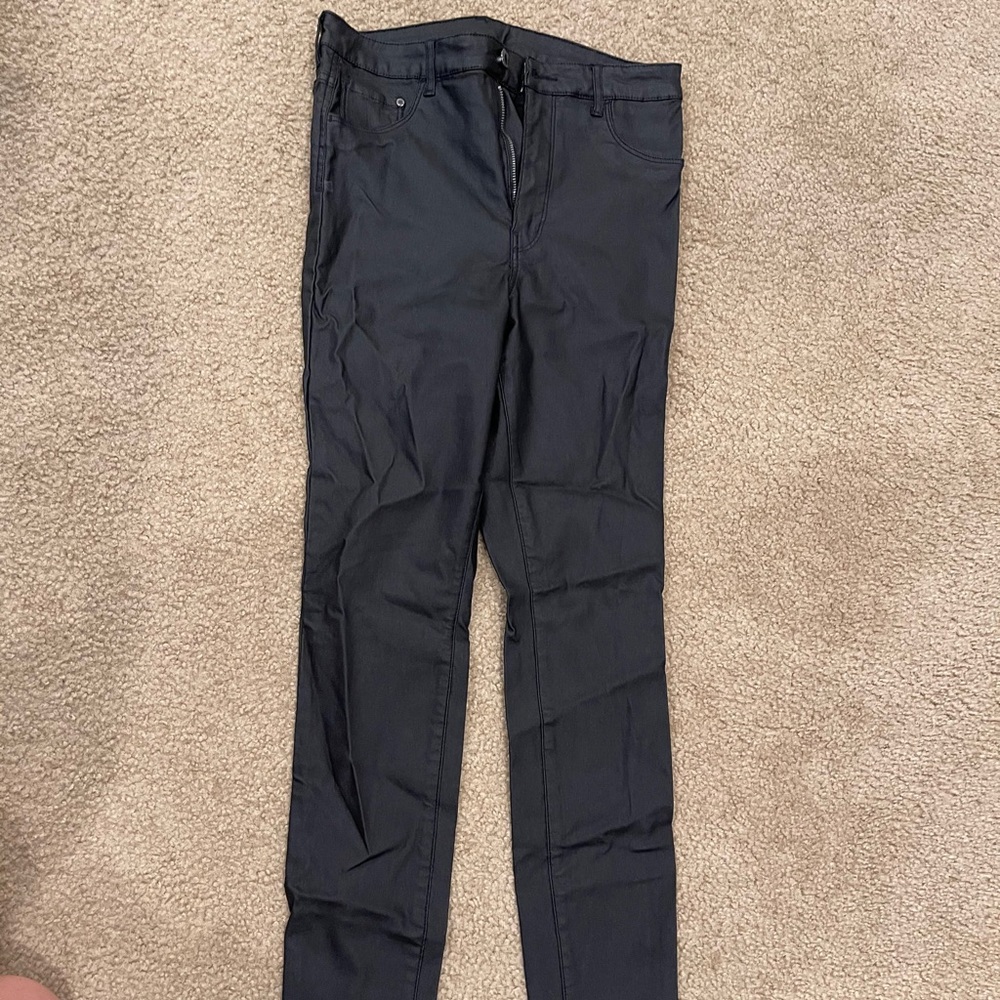 Black faux leather jeans